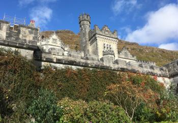 The facade of Kylemore Abbey.