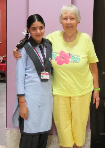 Sue with the student she sponsors in Rishikesh, Kalpana Kaintura.