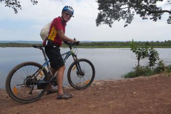 Jay at the Mekong River in Cambodia.