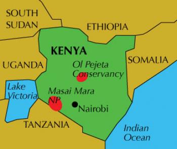 Map of Kenya.