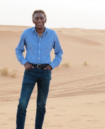 Frank Stewart at Er Rissani campground in the Sahara desert.