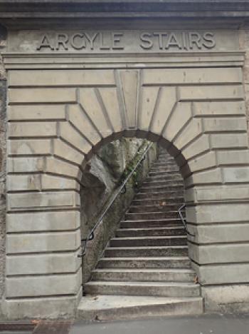 The Argyle Stairs start your journey to the bridge.