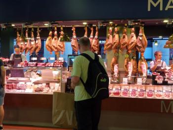 A vendor’s stall at La Boqueria Market in Barcelona.