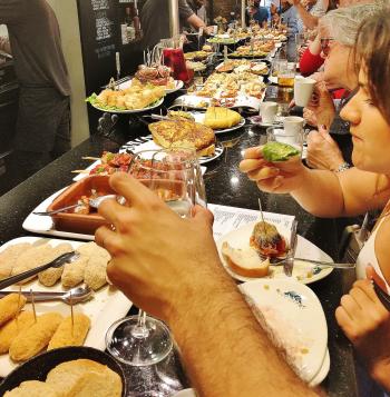 A pintxo bar tucked into an alley in Santiago de Compostela.