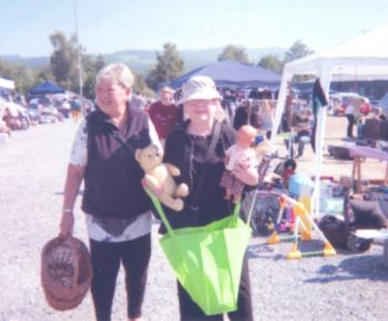 Hilde Baroffio (left) and Cindy Tarnoff at a flea market in Wetzikon, Switzerland.