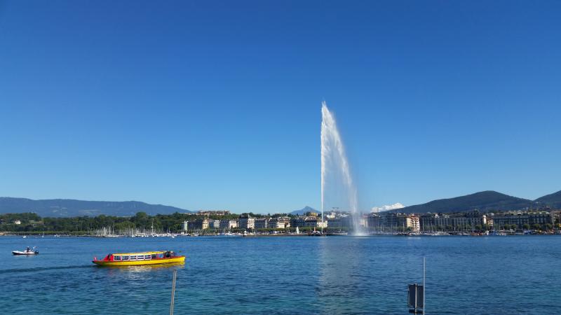 A view of Lake Geneva and the Jet d’Eau.