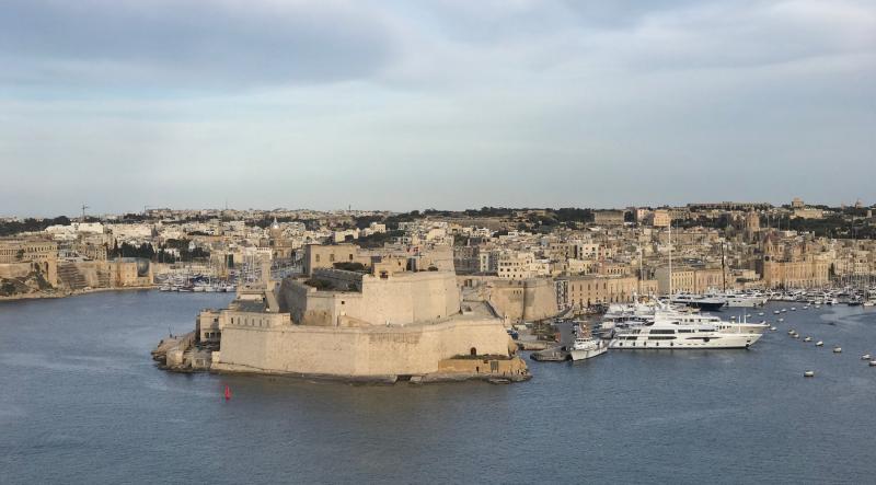 A view of Valletta’s harbor from Sliema, just a 10-minute ferry ride from the capital.