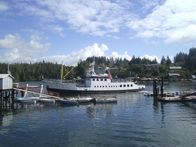 The freighter Frances Barkley in the little port town of Bamfield.