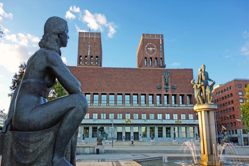 Oslo’s City Hall, with stirring murals and art that depict Norway’s history. Photo by Rick Steves